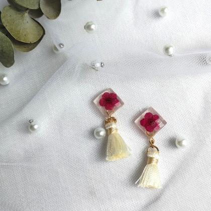 Petite Cherry Blossom Tassel Earrings