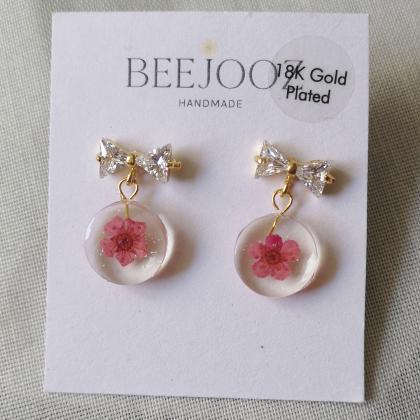 18k Gold Plated Pink Cherry Blossom With Petite..