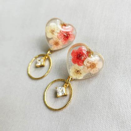 18k Gold Plated Heart Shaped Triple Cherry Blossom..